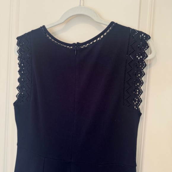 Talbots Edie Fit & Flare Sleeveless Dress Lace Trim Navy - M - Picture 5 of 6